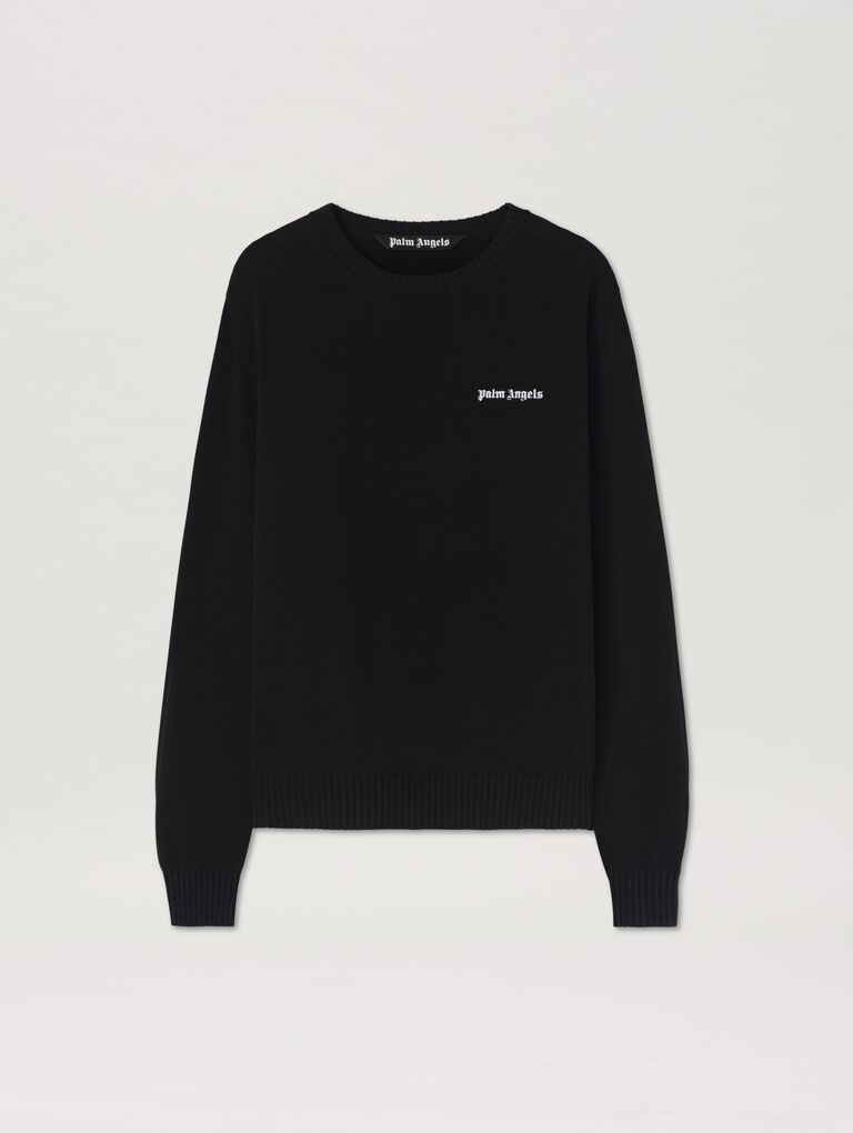 CLASSIC EMB-LOGO-BLACK SWEATER CLASSIC LOGO EMB SWEATER BLACK – OFF WHI
